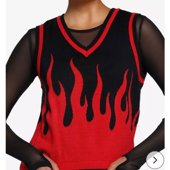 Social Collision Flames Sweater Vest - Picture 1 of 3
